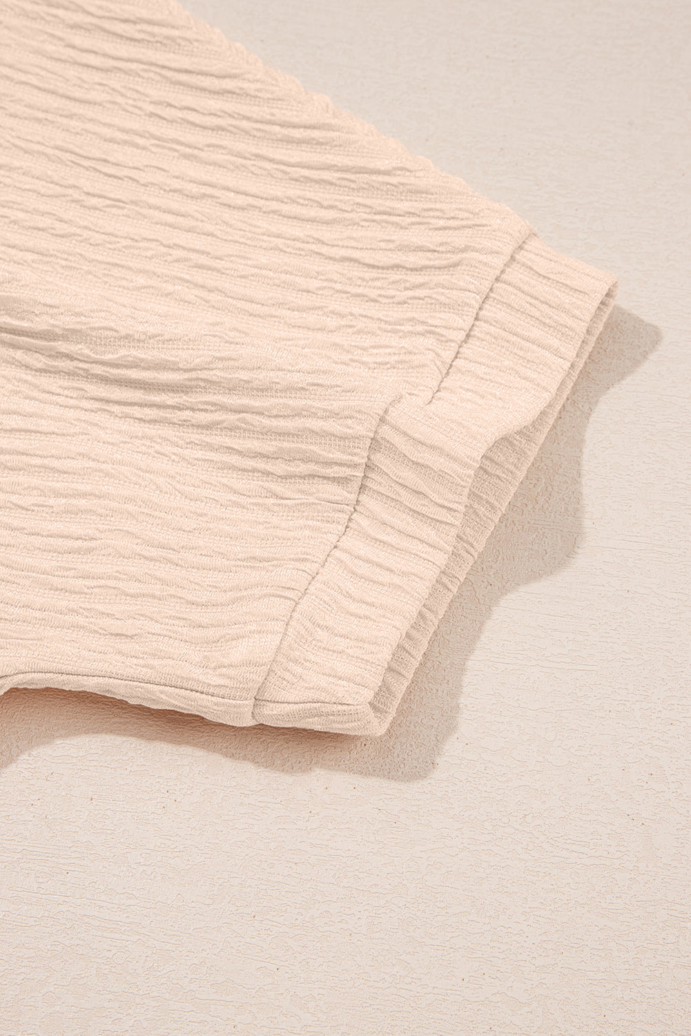 Pink Textured V Neck T Shirt and Shorts Set