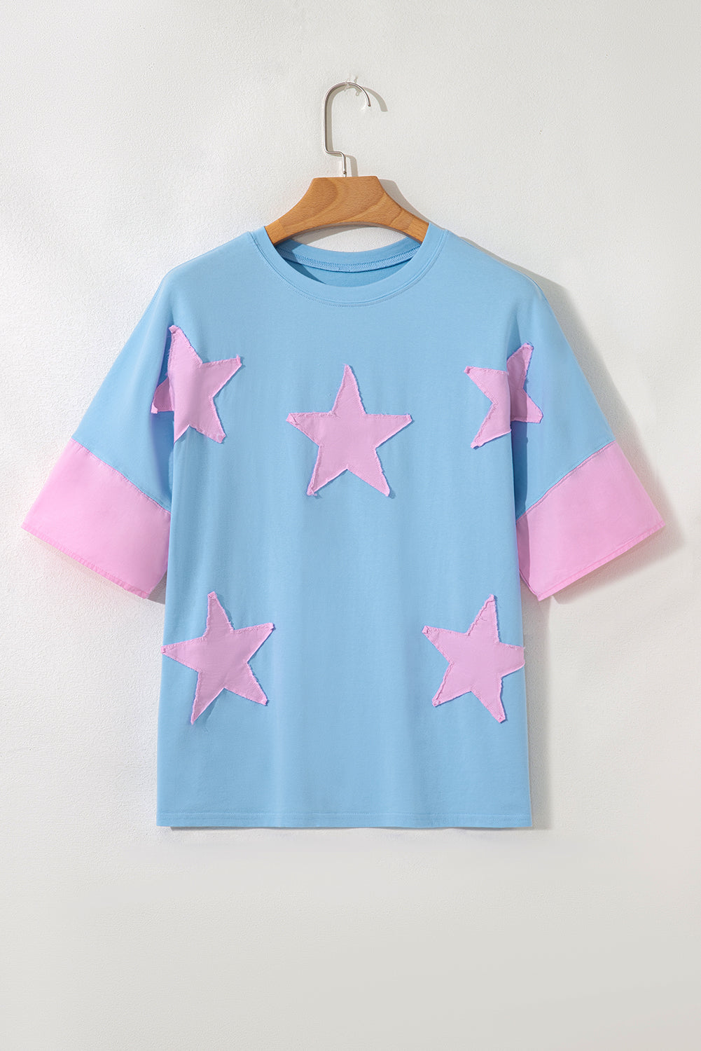 Myosotis Frayed Denim Star Patched Oversize T Shirt