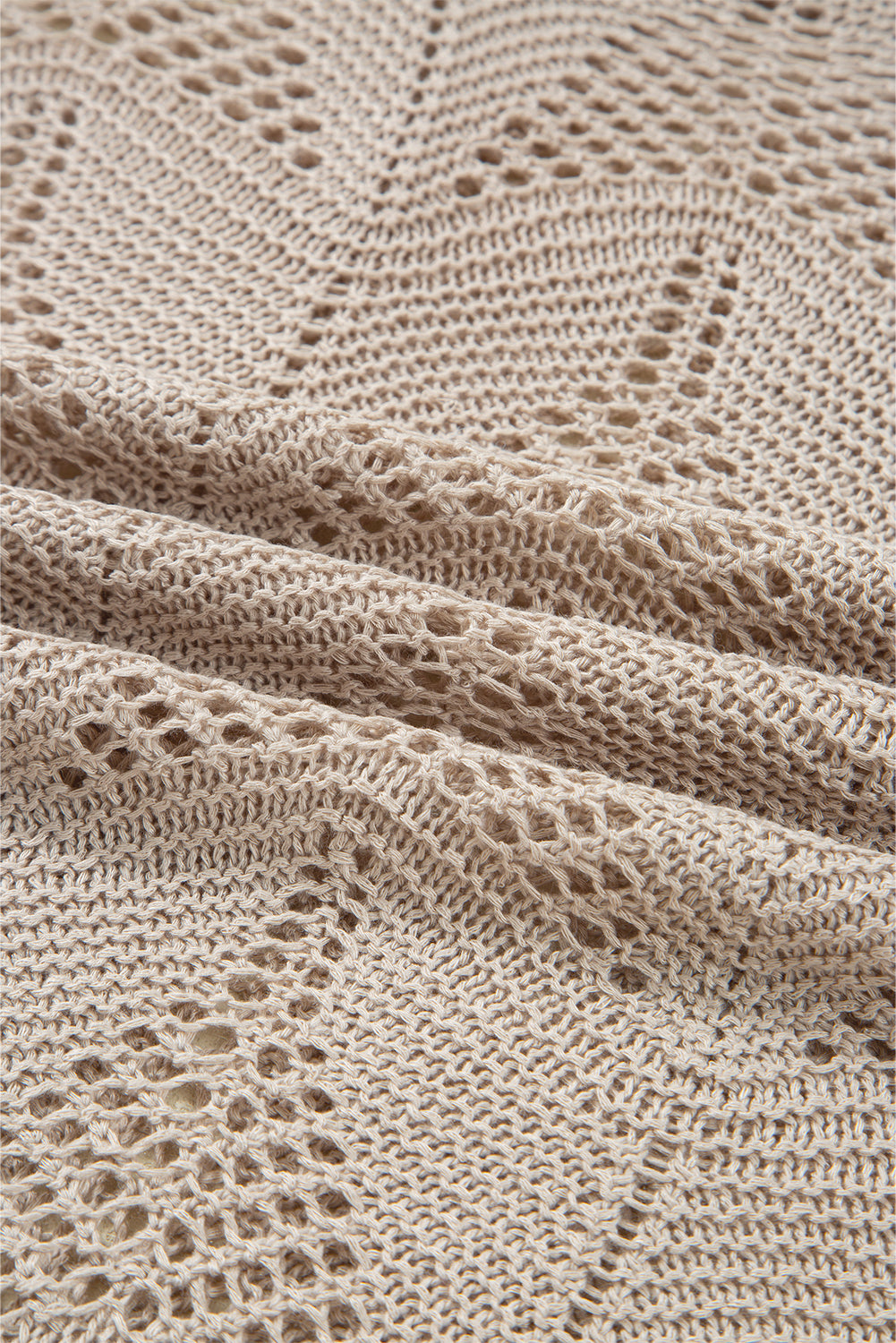Seagrass Hollow Out Knit 7/8 Sleeve Casual Sweater