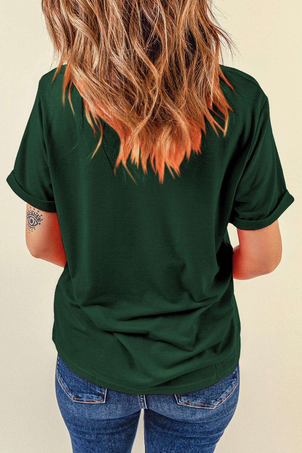 Light Blue Bright Casual Plain Crew Neck Tee