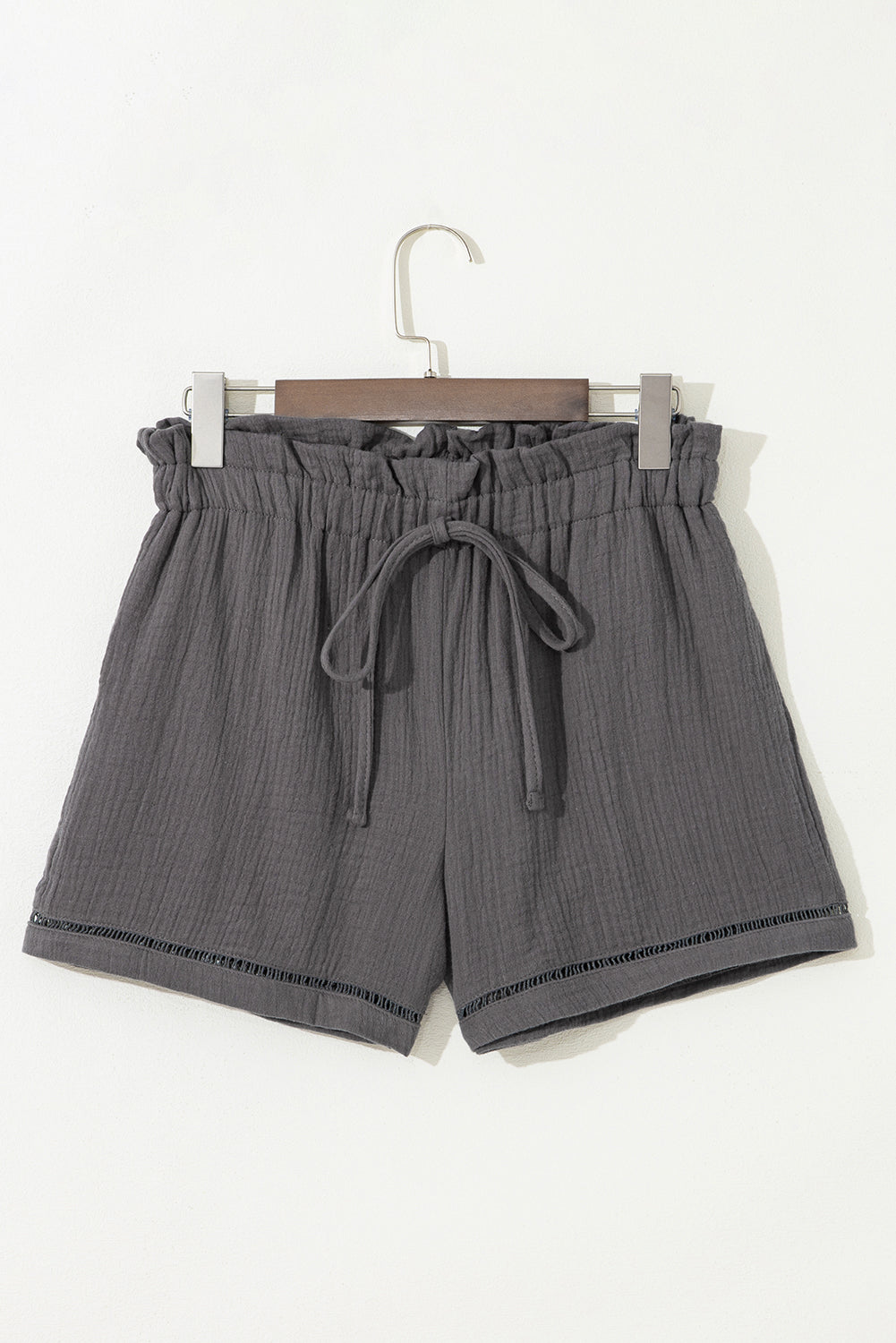 Blue Cotton Gauze Paperbag Shorts
