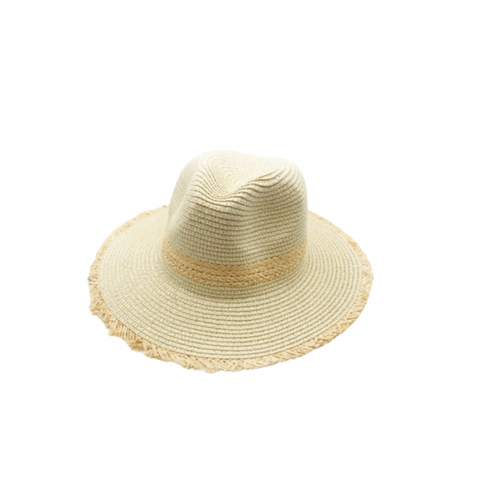 A037 - Straw Fedora With Frayed Edge