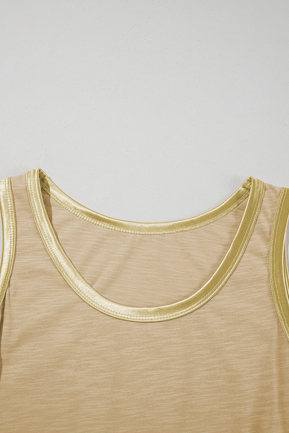 Peacock Blue Metallic Sheen Edge Scoop Neck Tank Top