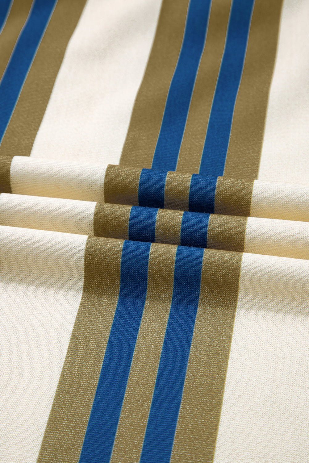 Brown Stripe Crew Neck Drop Shoulder Pullover Sweatshirt