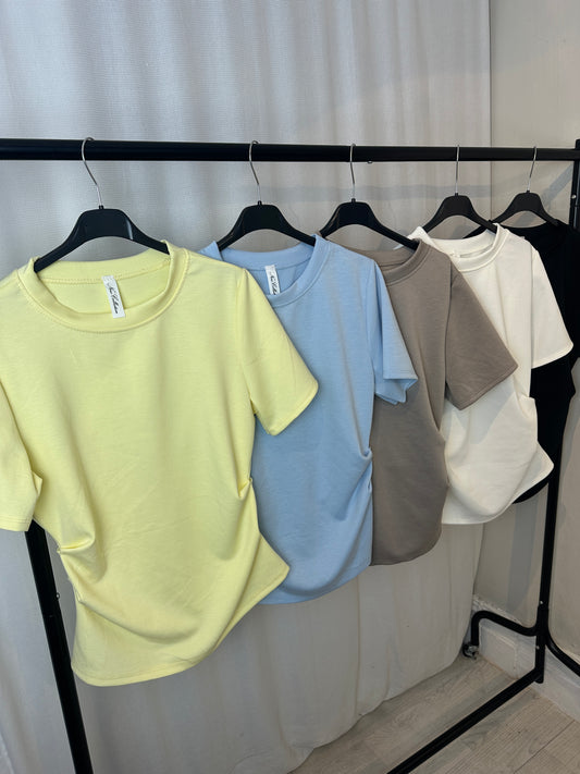 Crew Neck T-Shirt with Flattering Side Ruching