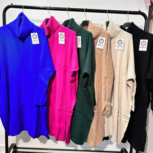 1511 - RIBBED SLEEVE CHUNKY HIGH NECK JUMPER