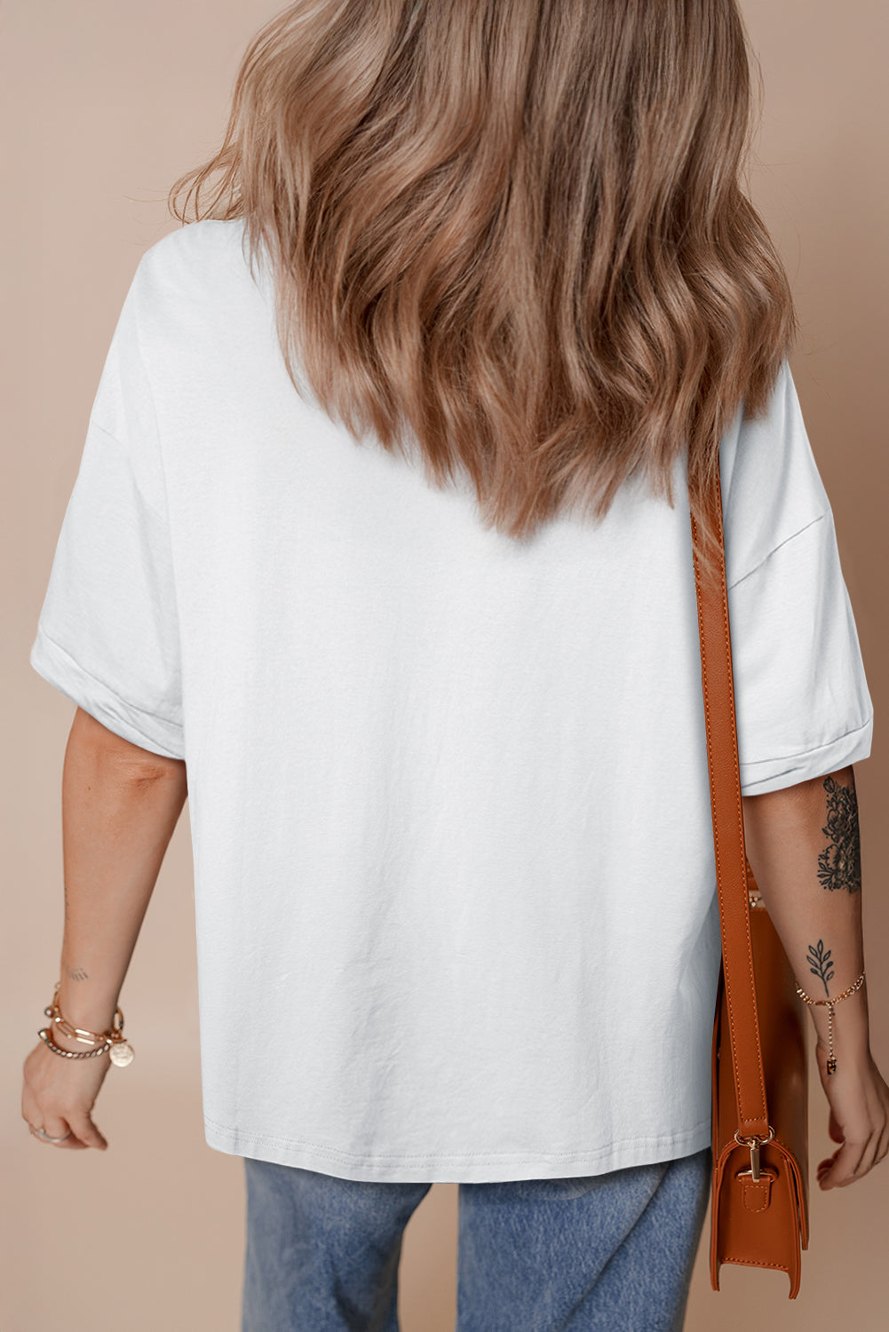 Myosotis Loose Half Sleeve Hi Low Hem T Shirt