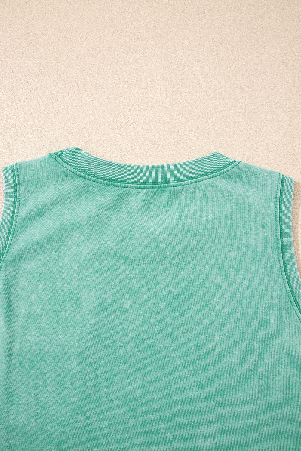 Beau Blue Mineral Wash Patched Chest Pocket Casual Tank Top