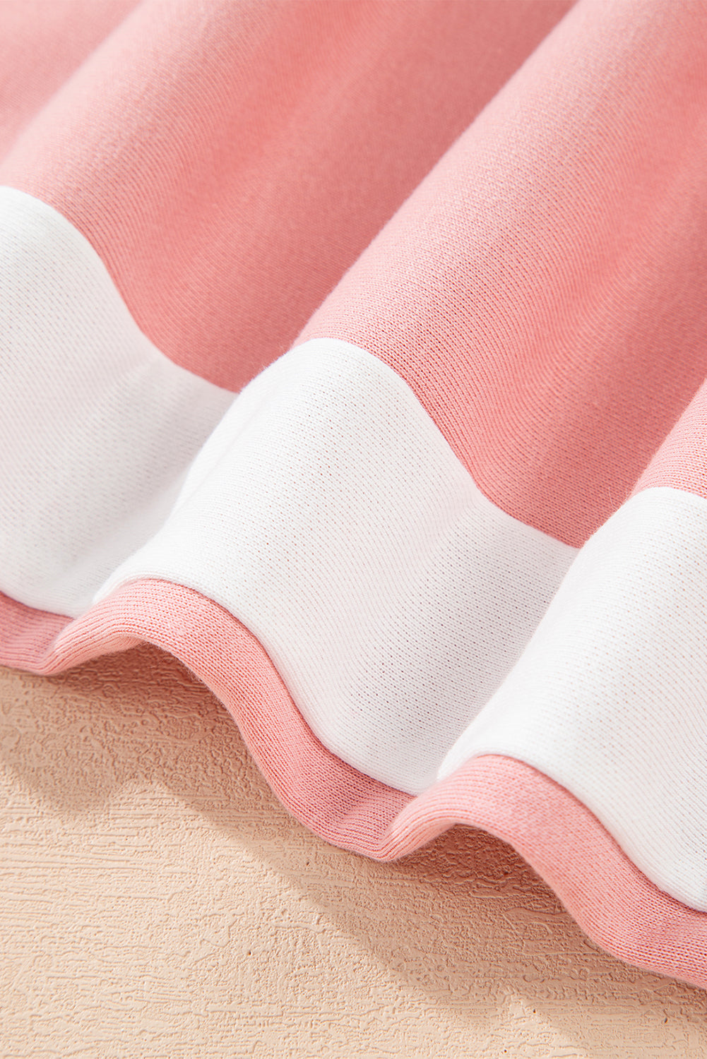 Light Pink 2pcs Color Block Pullover Loose Pant Set