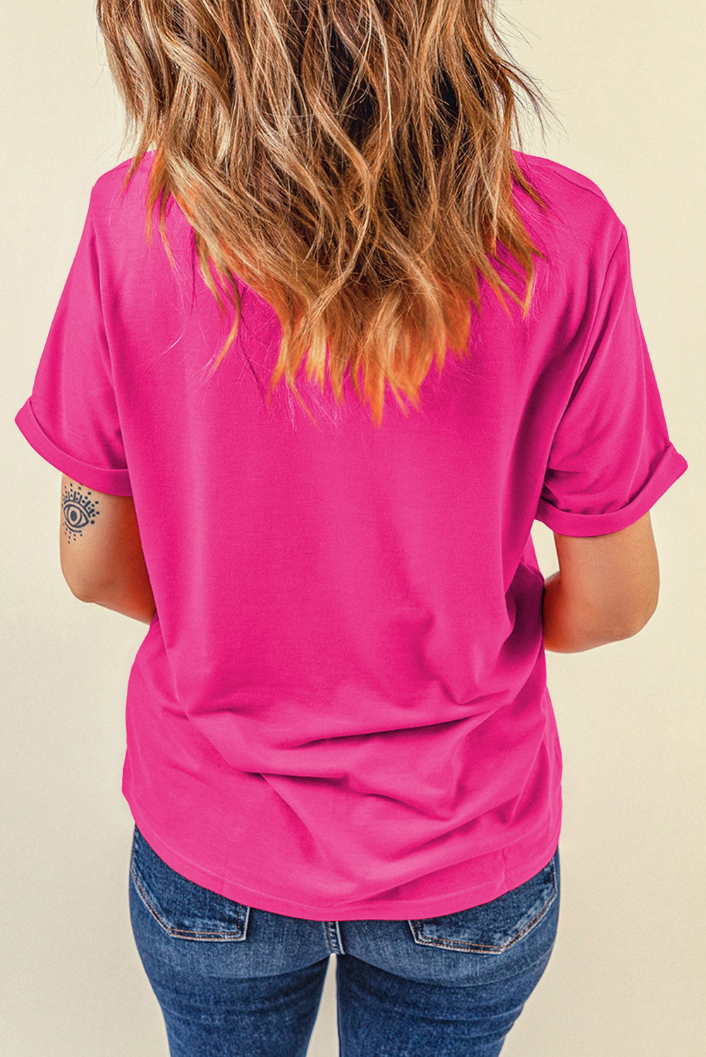 Light Blue Bright Casual Plain Crew Neck Tee