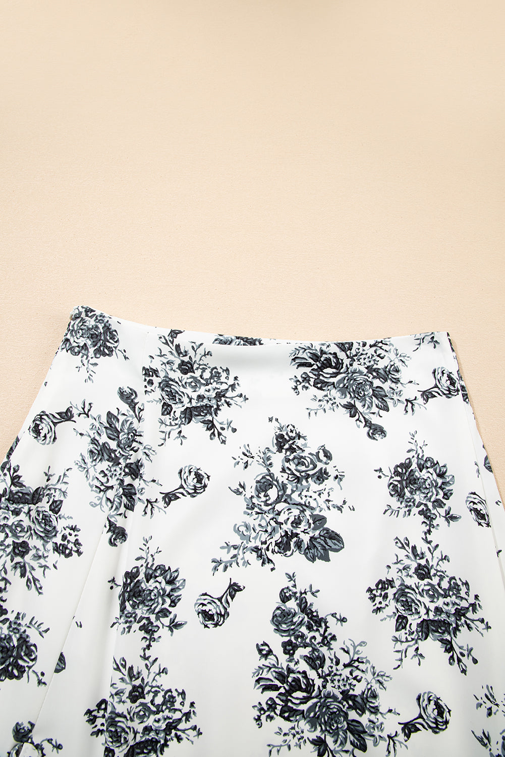 Rose Boho Floral High Waist Ruffle Split Maxi Skirt