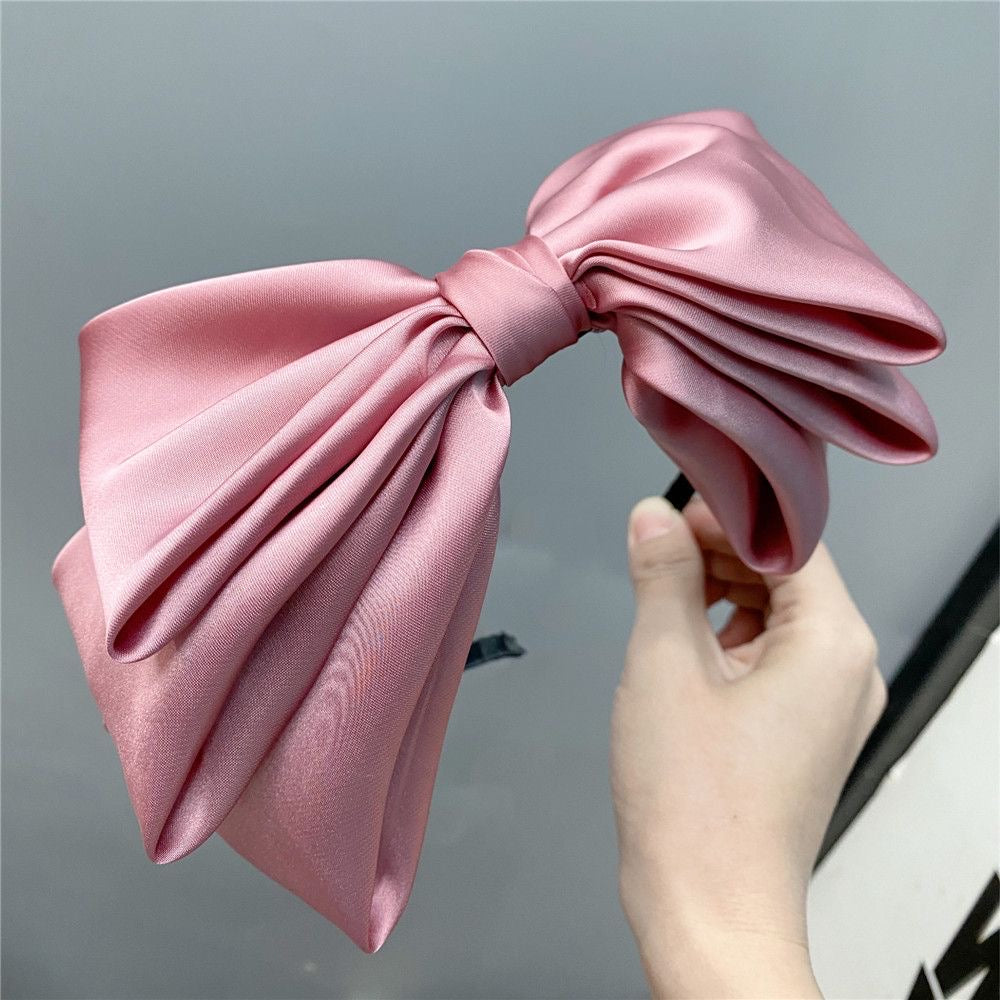 A014 -LARGE 3 LAYER SATIN BOW HEADBAND
