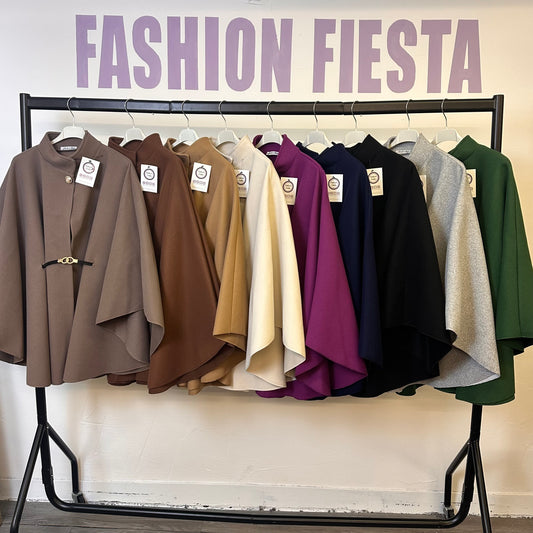 1876 - Gold Button Longer Length Cape with Adjustable Belt