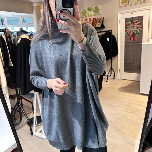 1460 - HIGH NECK RIBBED SLEEVE PATTERN JUMPER