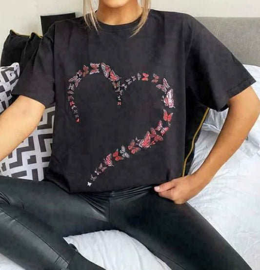 1437 - BUTTERFLY HEART T-SHIRT