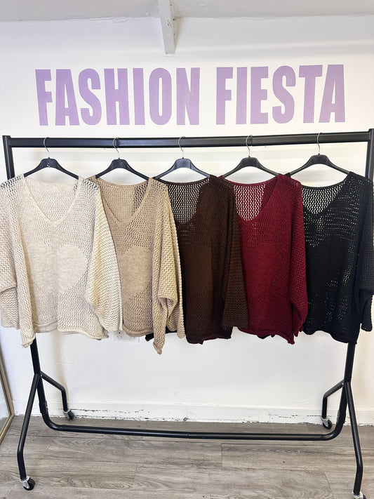 1973 - Heart Detail Loose Knit Jumper