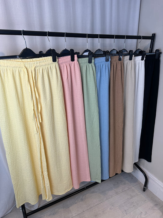 Textured Wide-Leg Pants