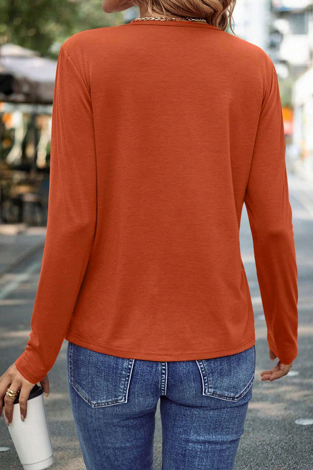 Black Asymmetric Seam Detail Solid Color Long Sleeve Top