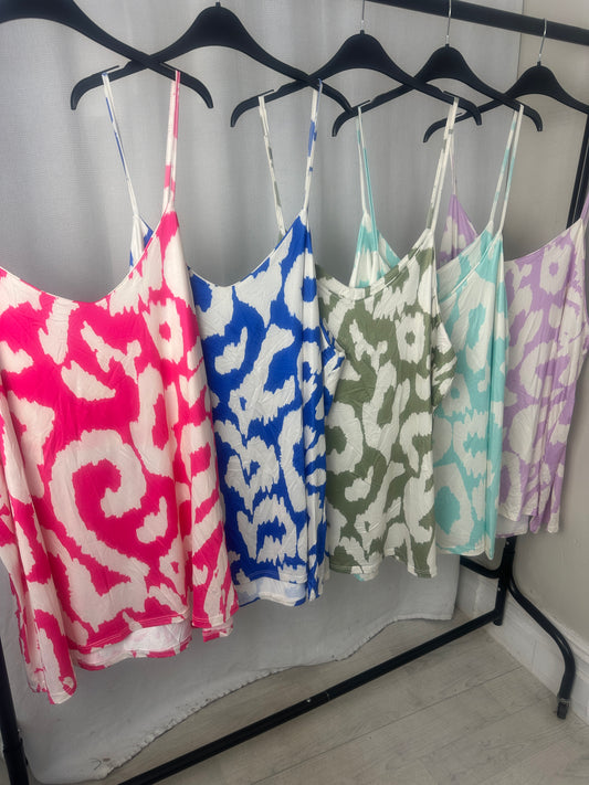 Curve Abstract Print Swing Cami Top