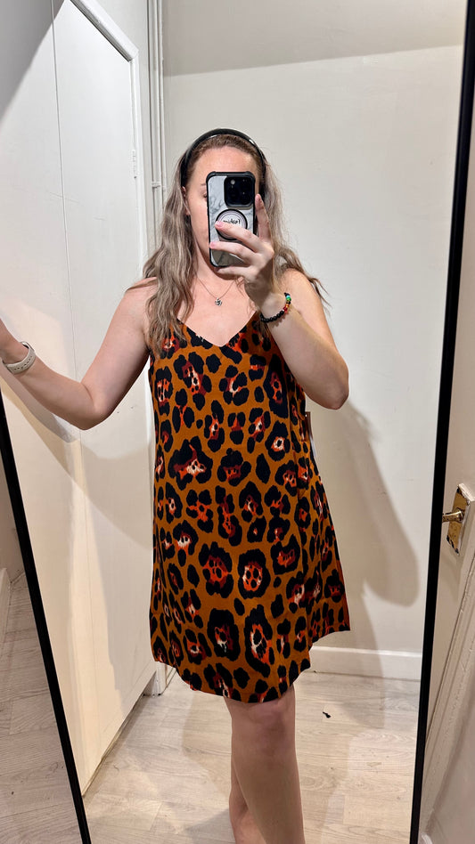 1364 - RUST LEOPARD WRAP DRESS