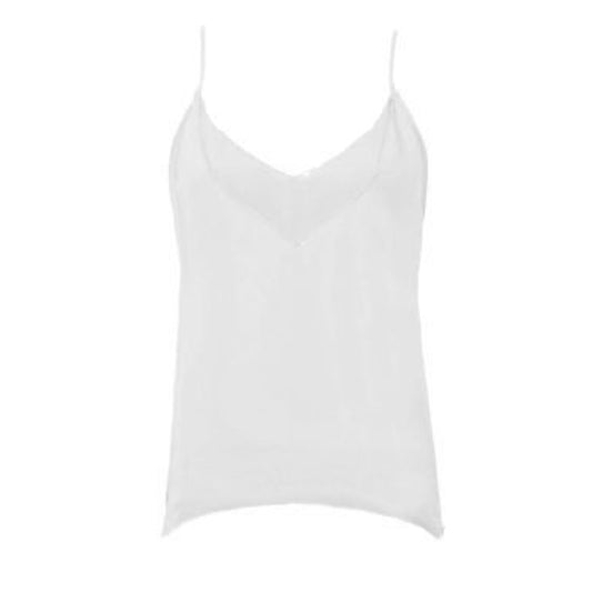 1693 - White Strappy Mesh Detail Chiffon Top