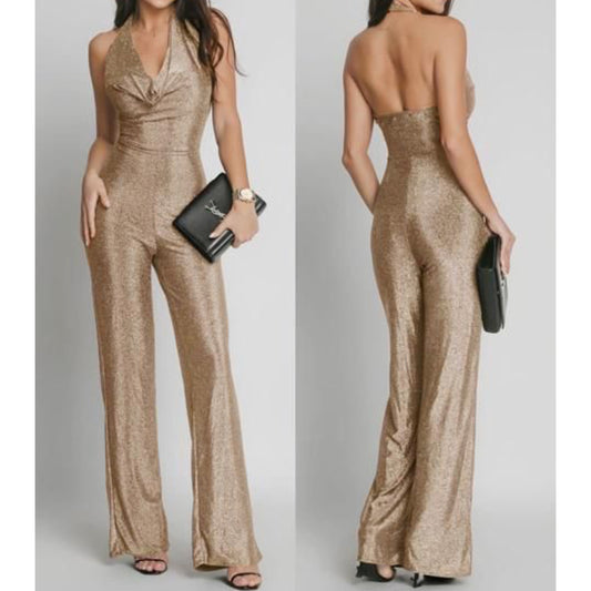 1475 - SPARKLY HALTER NECK JUMPSUIT