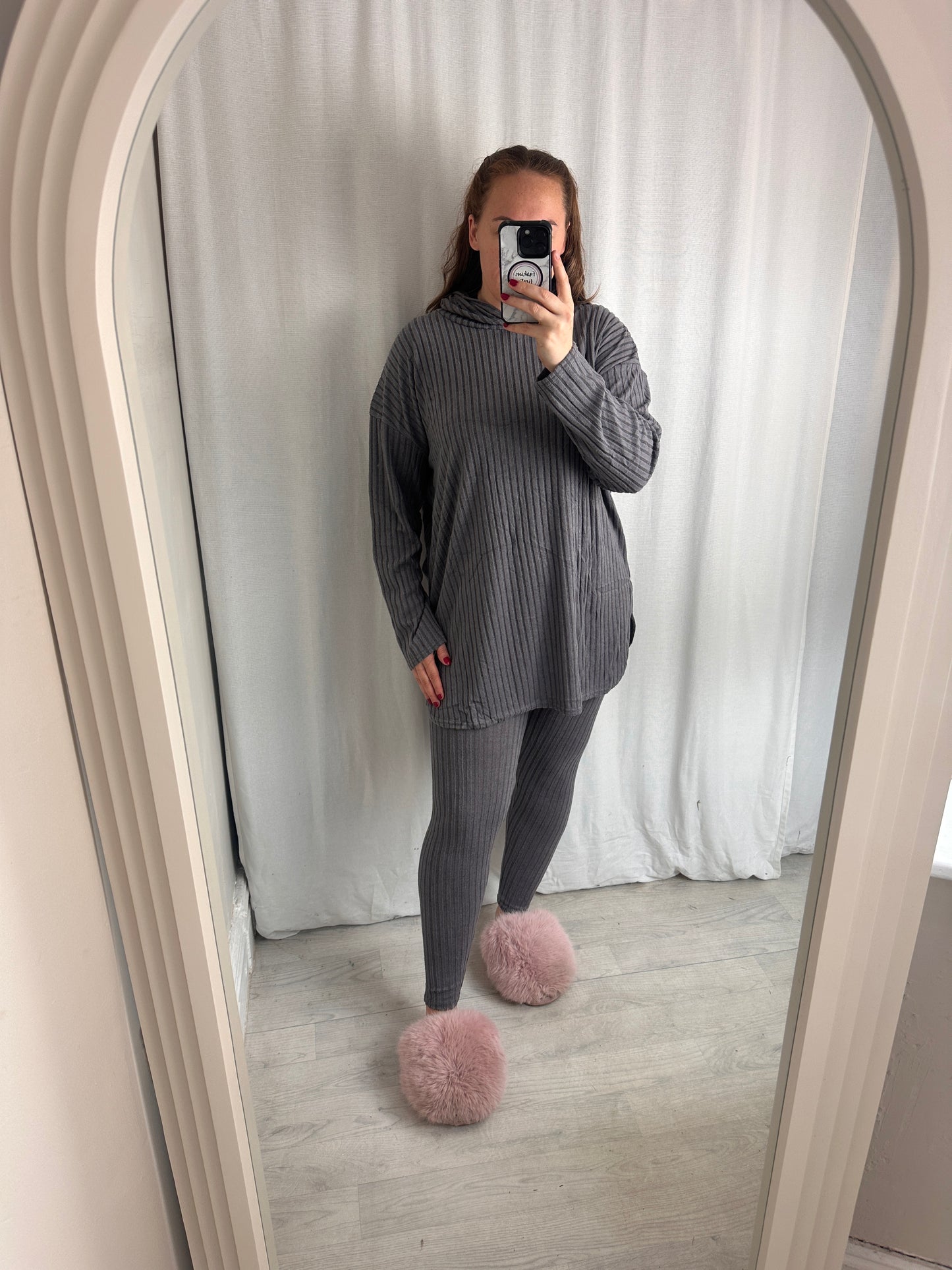 1990 - Super Soft Ribbed Oversized Hooded Jumper & Leggings 2 Piece Lounge Set