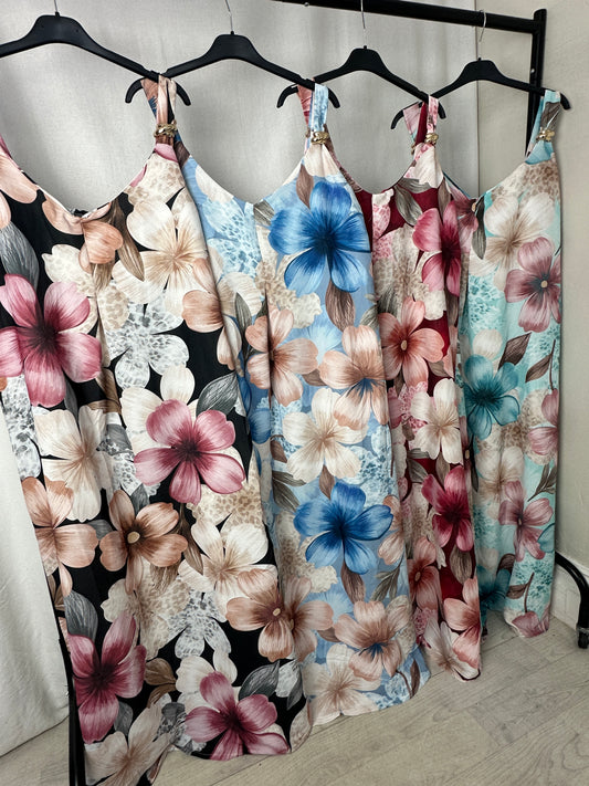 Bloom Floral Ring-Strap Swing Dress