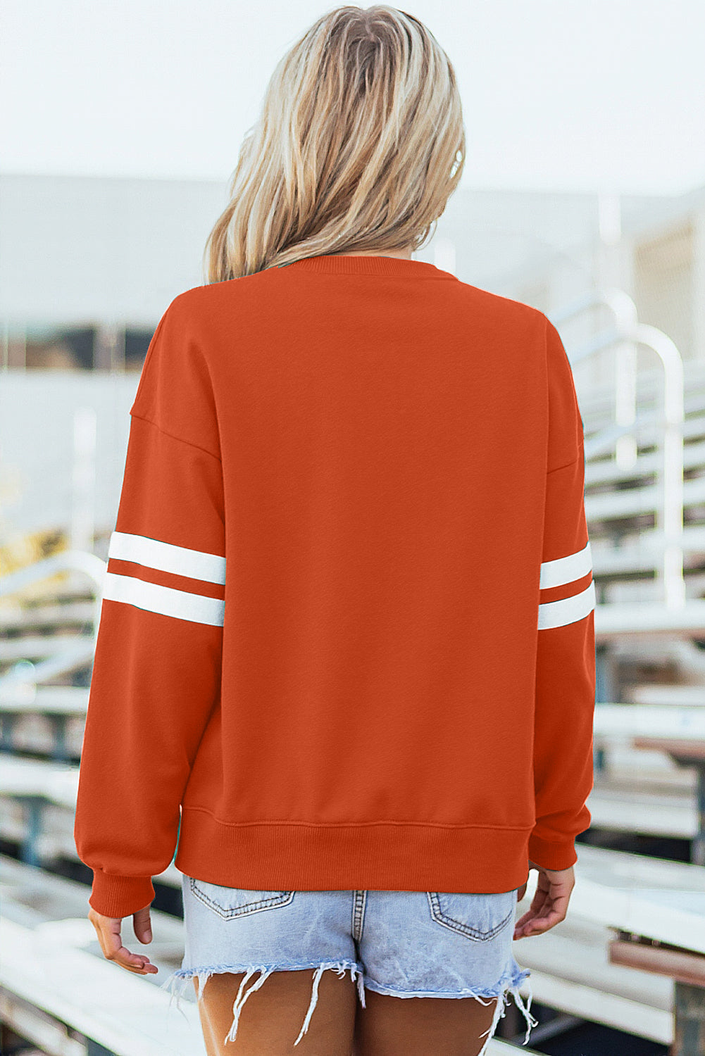 Black Varsity Striped Detail Drop Shoulder Oversized Sweatshirt