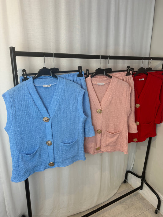 Textured Short Gold Button Set