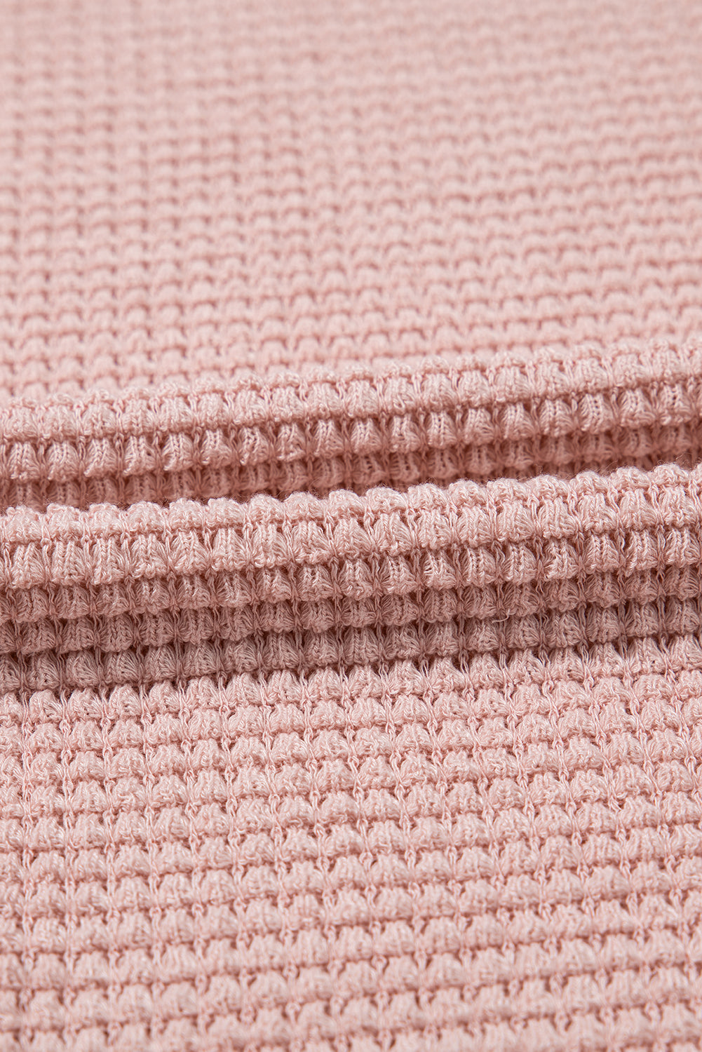 Light Pink Lace Patchwork Waffle Short Sleeve Top