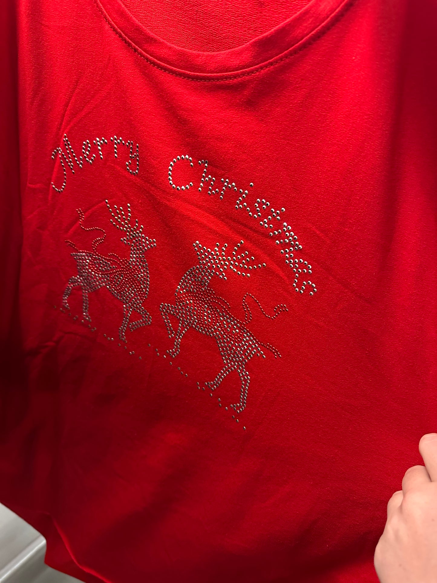 1894 - Merry Christmas Reindeer Sparkle Top