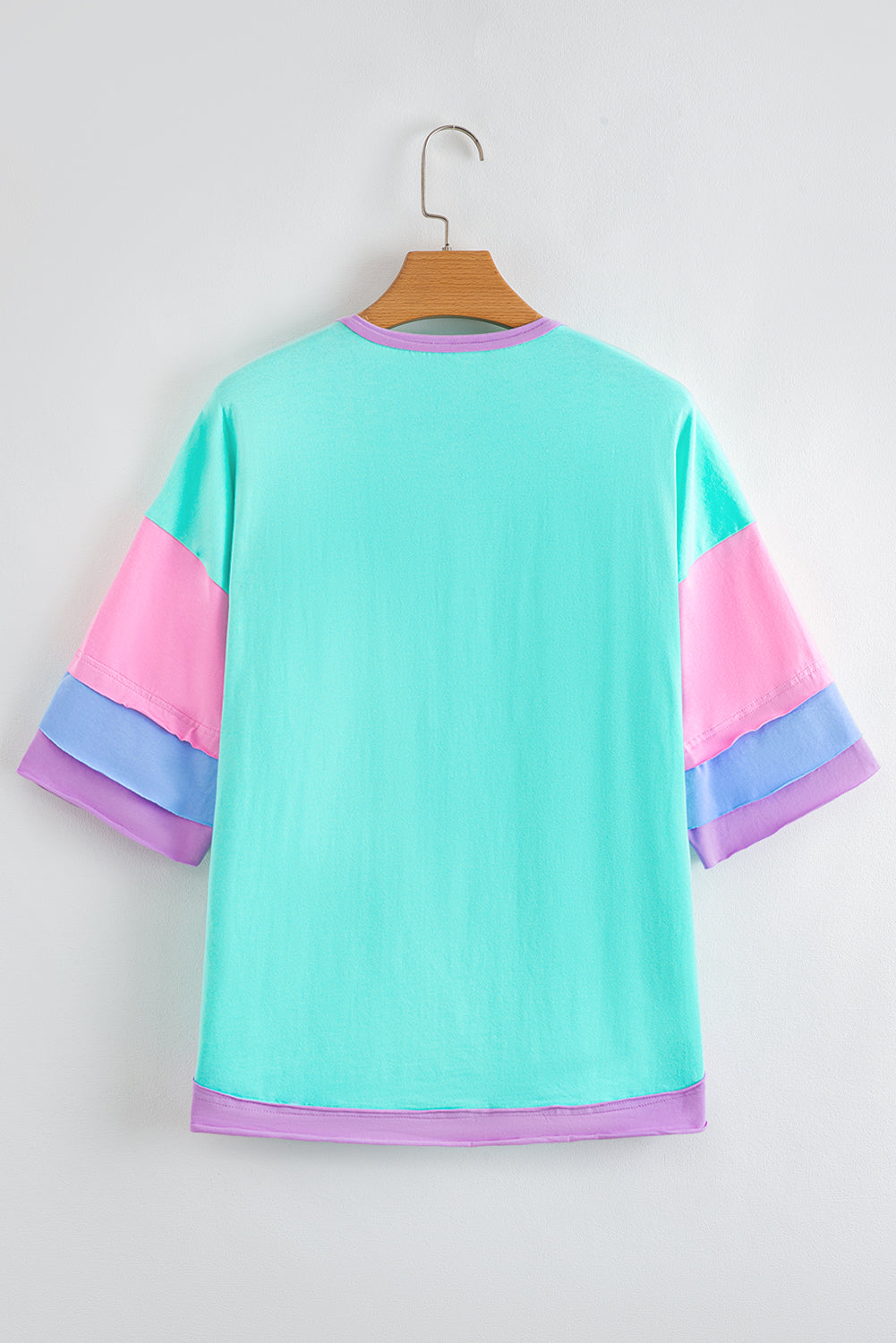 Light Blue Solid Color Half Sleeve Buttons Henley Top