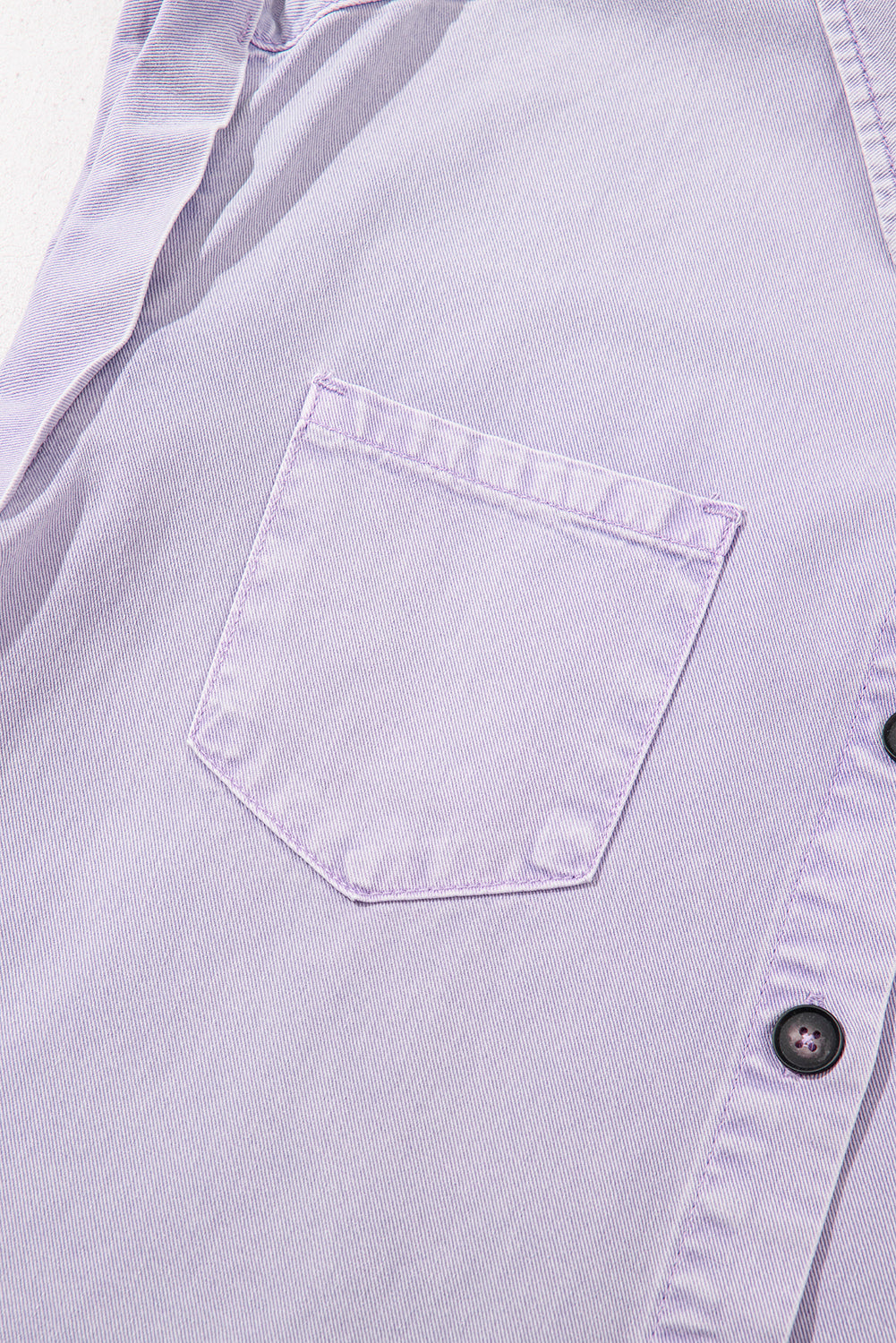 Orchid Petal Short Sleeve Double Chest Pocket Denim Shirt Dress