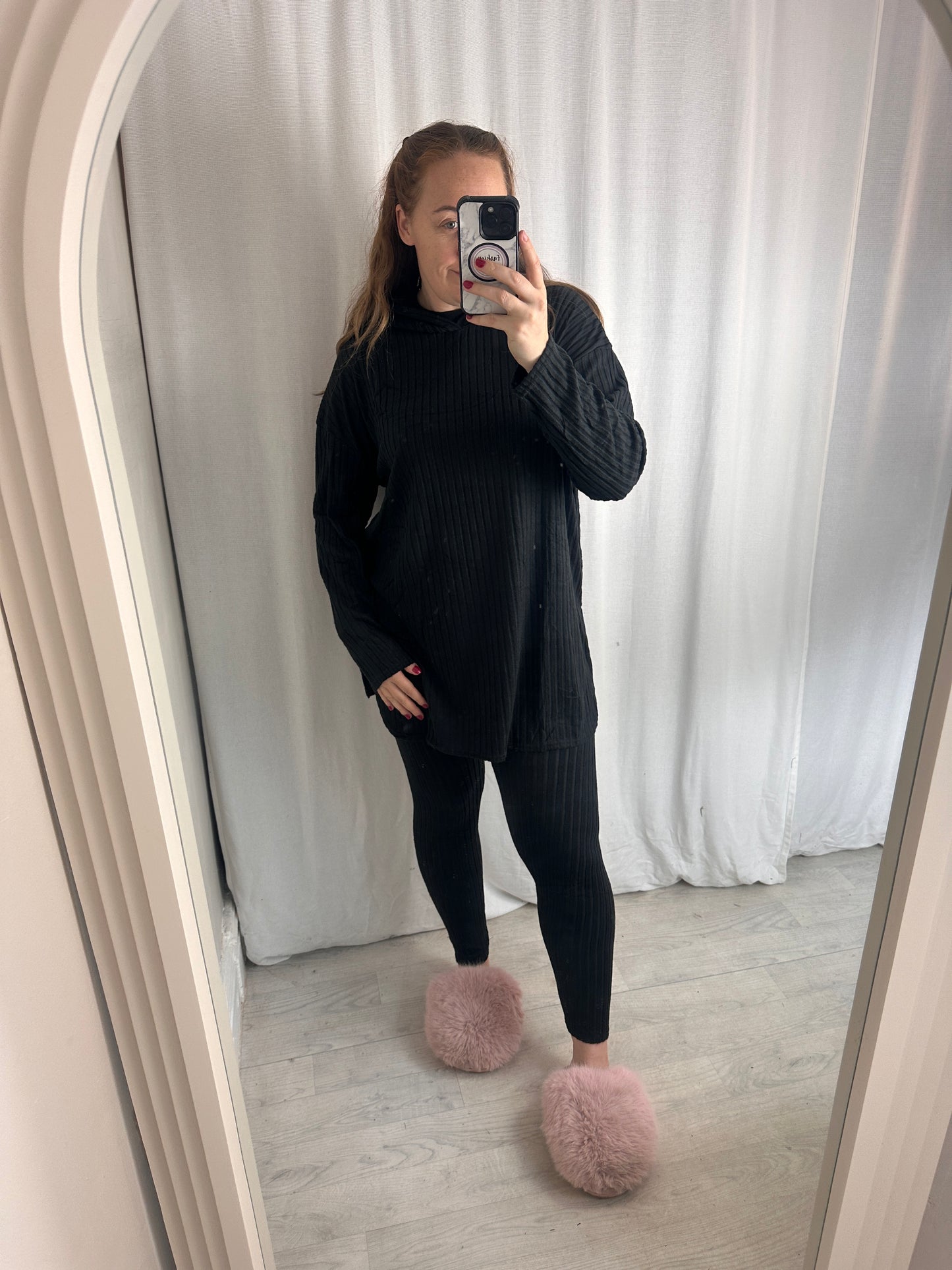 1990 - Super Soft Ribbed Oversized Hooded Jumper & Leggings 2 Piece Lounge Set