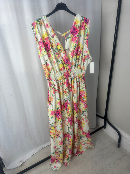 Floral Shirred Waist Maxi Dress