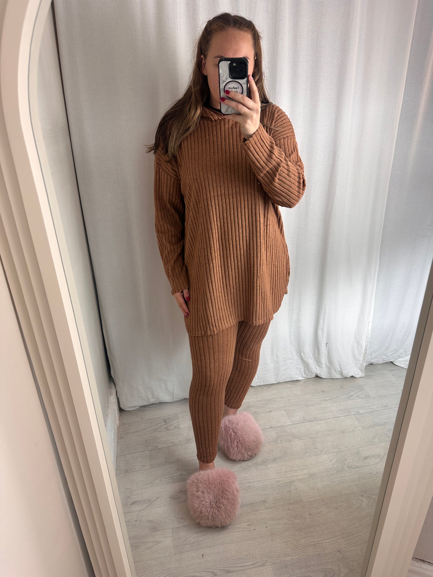 1990 - Super Soft Ribbed Oversized Hooded Jumper & Leggings 2 Piece Lounge Set