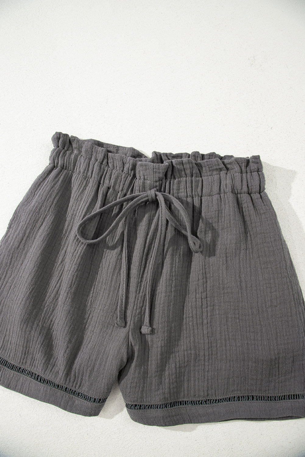 Blue Cotton Gauze Paperbag Shorts