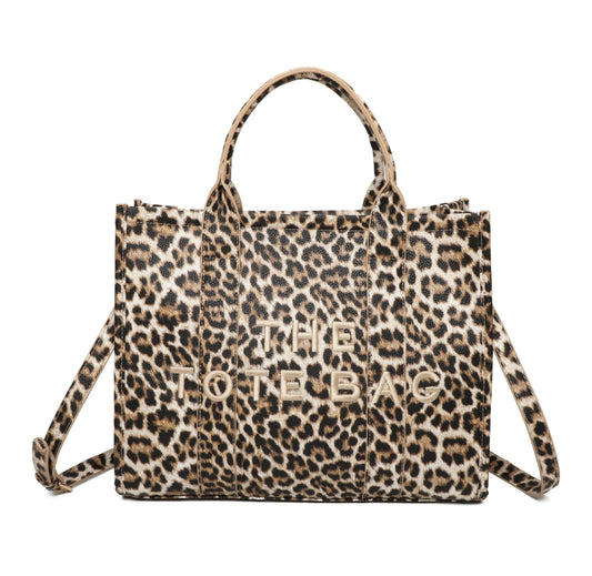 A124 - Leopard Print Large Tote Bag
