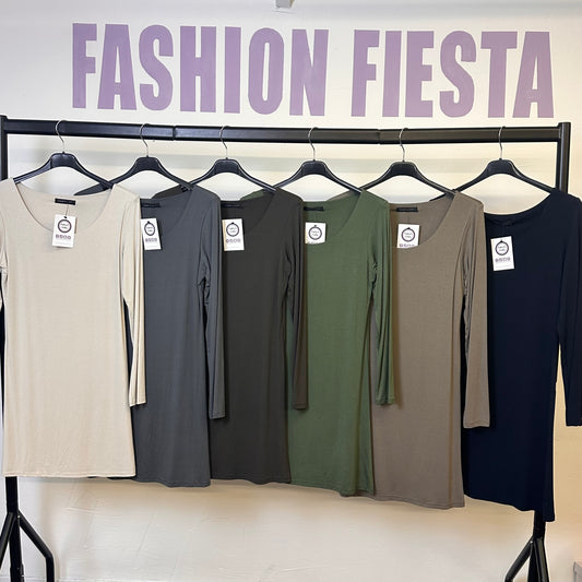 1883 - Long Sleeve Long Length Basic Double Layer Top