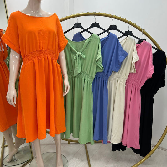 1657 - Basic Bow Back Midi Dress