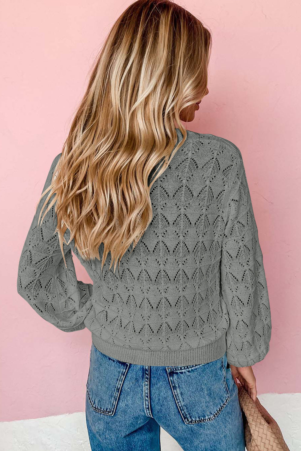 Rose Lightweight Buttoned Front Crochet Cardigan