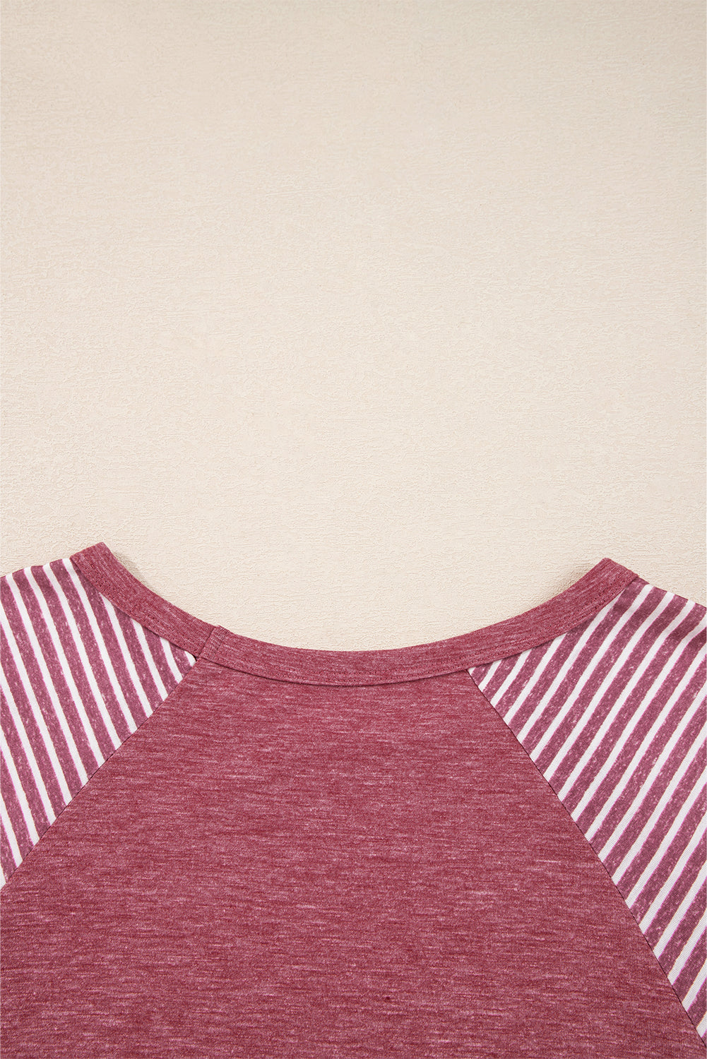 Black Contrast Print Striped Raglan Long Sleeve Loose Top