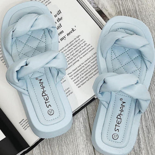 S1001 - BLUE TWISTED STRAP CHUNKY SLIDER