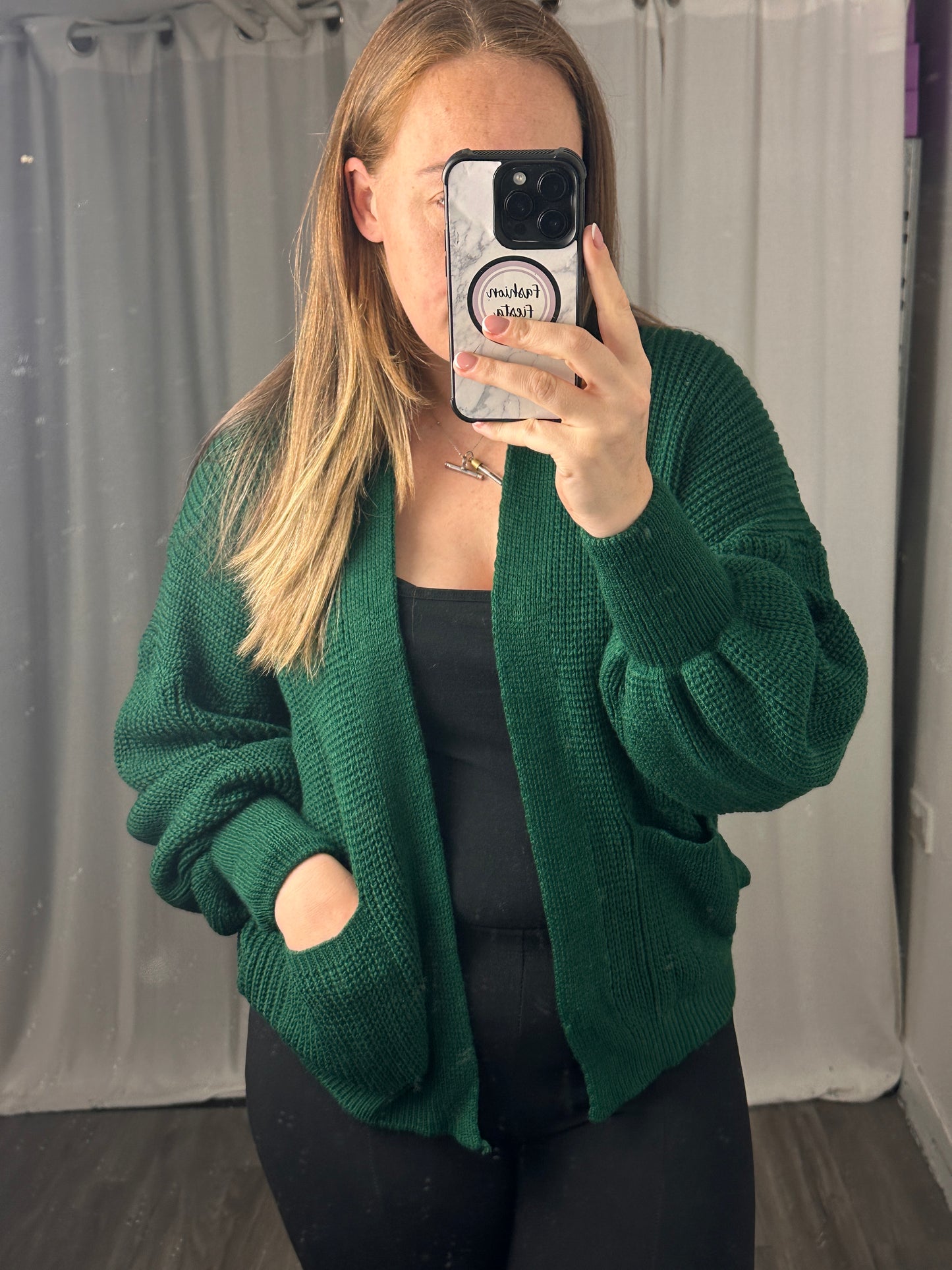 1374 - SHORT BALLOON SLEEVE CARDIGAN