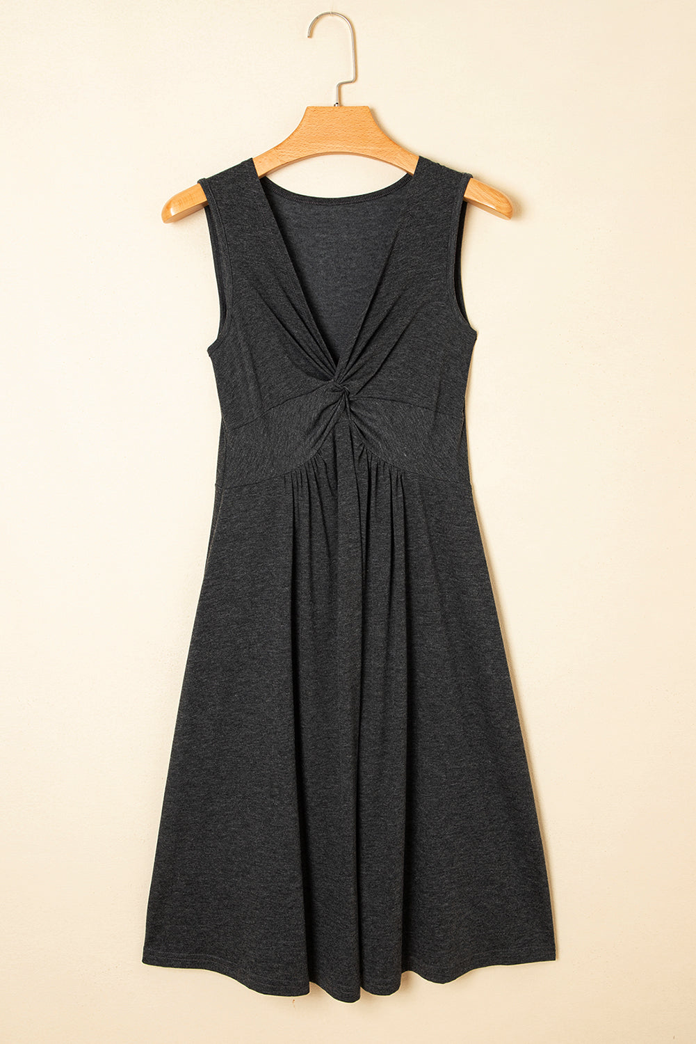 Dirty blue Twisted Bust V Neck Sleeveless Dress