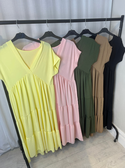 V-Neck Tiered Maxi Dress