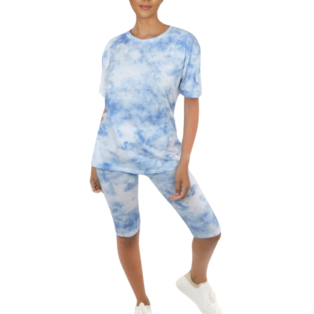 1716 - Tie Dye Oversized Cycle Short Lounge Set