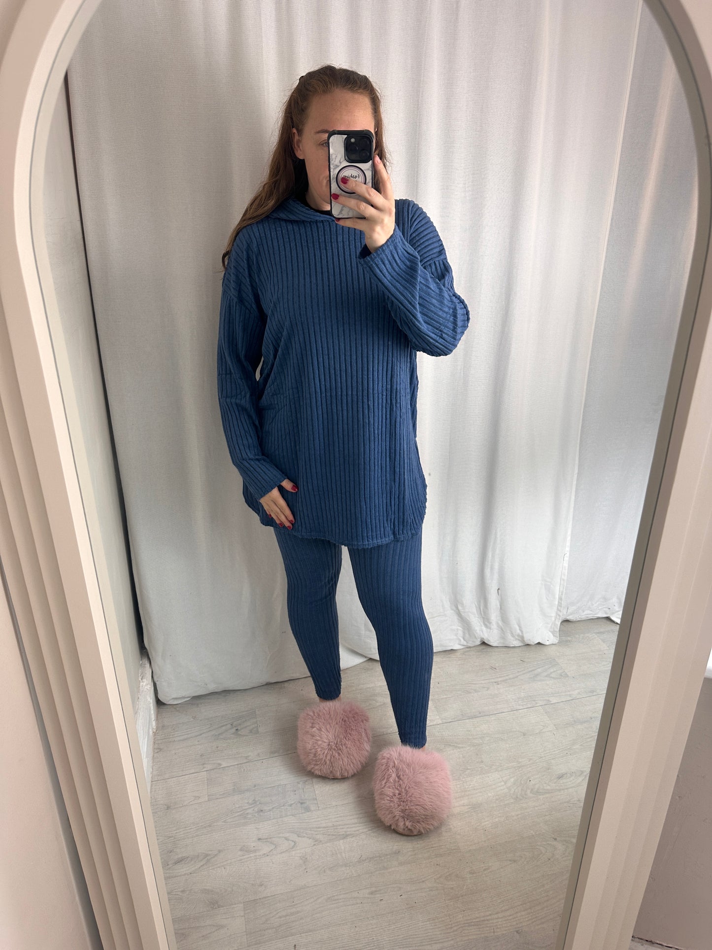 1990 - Super Soft Ribbed Oversized Hooded Jumper & Leggings 2 Piece Lounge Set