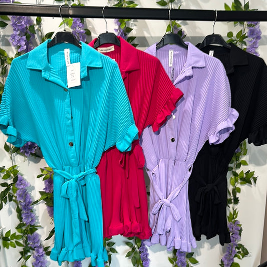 1682 - Pleated Belted Playsuit
